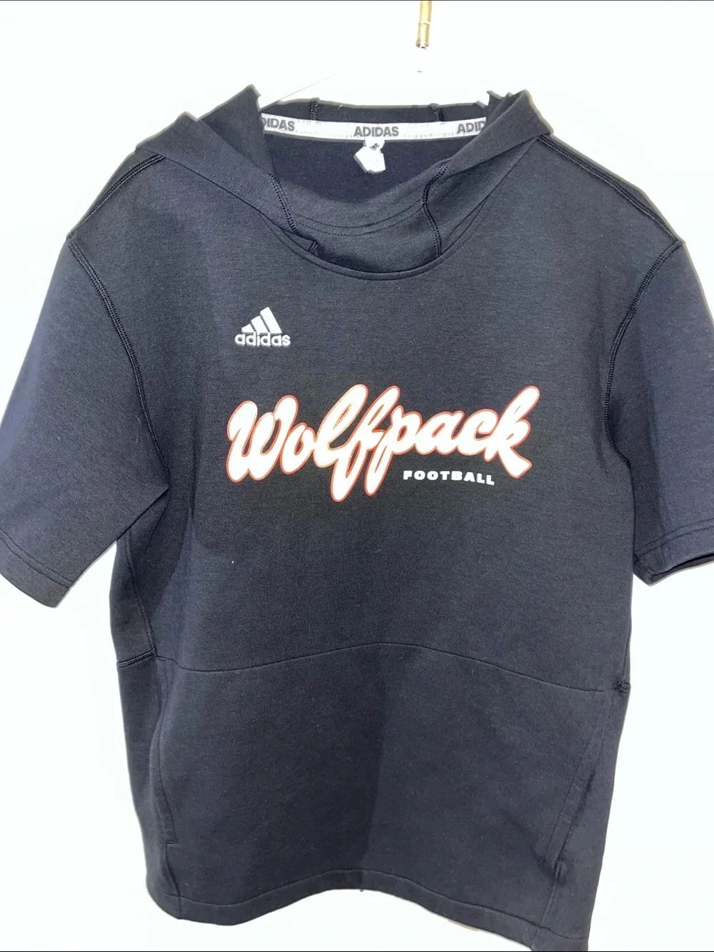 NC State Wolfpack Black Short Sleeve Hooded Team Jacket sweatshirt S Oversize